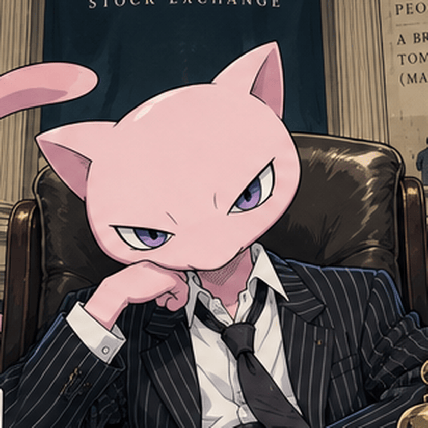 The Chairman in his black pinstripe suit.